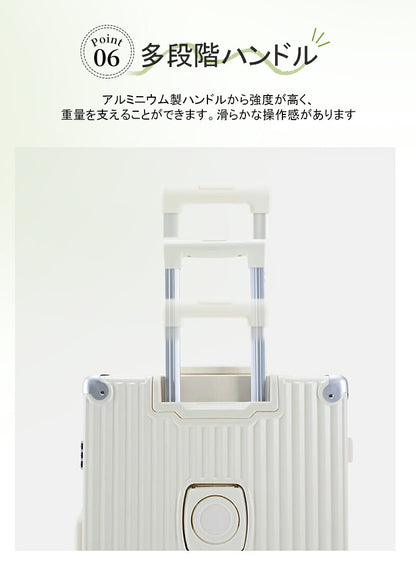 スーツケース Mサイズ キャリーケース キャリーバッグ 機内持ち込み トランクケース USBポート付き カップホルダー フレームタイプ  軽量 静音 24インチ 60L 大容量 5泊7日 出張 短途旅行 メンズ かわいい 旅行かばん  海外 卒業旅行