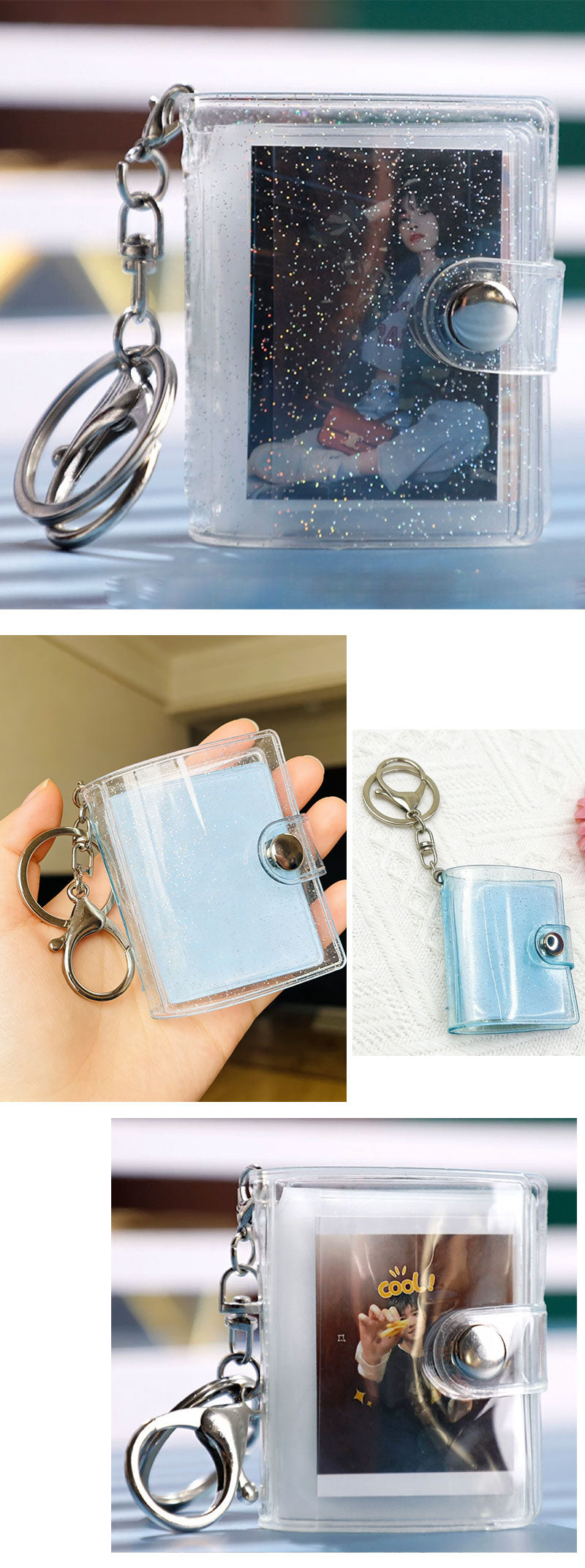 2個セット キーホルダー付き シール帳 ミニ ミニシール帳 推し活グッズ 手作り 透明 ミニアルバム フォトアルバム ミニフォトアルバム 記念フォトアルバム キーホルダー フォトアルバムキーホルダー 2インチ 1インチ ミニアルバムキーホルダー クリアポケット 応援 ギフト