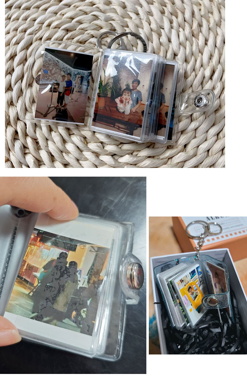 2個セット キーホルダー付き シール帳 ミニ ミニシール帳 推し活グッズ 手作り 透明 ミニアルバム フォトアルバム ミニフォトアルバム 記念フォトアルバム キーホルダー フォトアルバムキーホルダー 2インチ 1インチ ミニアルバムキーホルダー クリアポケット 応援 ギフト