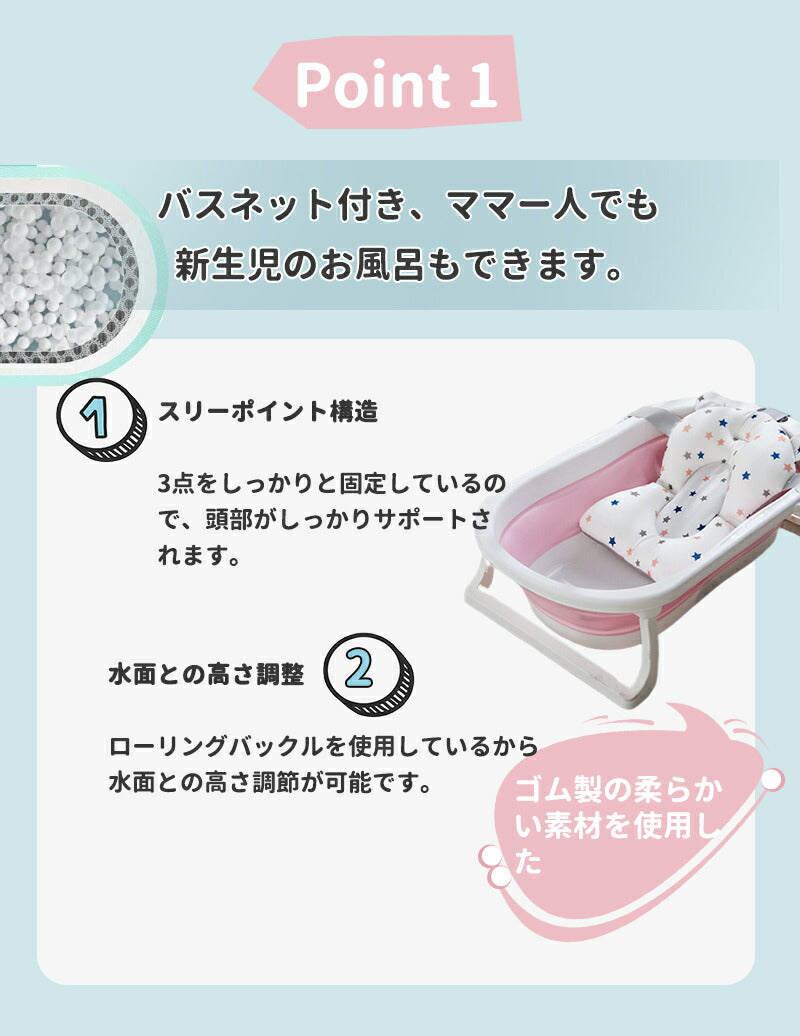 【クッション＆温度計付き】ベビーバス 折りたたみ クッション付き 子供用風呂 コンパクト バスタブ ベビー 新生児～５才 赤ちゃん 子ども お風呂用 ペット ペbabybath-001