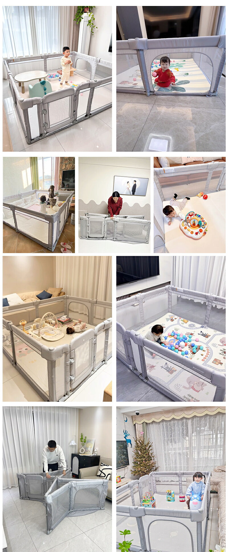 ベビーサークル 赤ちゃん サークル メッシュ 子ども 扉付き 自立式 ベビー フェンス 洗える 大型 ベッドガード ガード 子供 柵 ベビールーム リビング ベビーゲート メッシュサークル 収納 簡単 持ち運び 保育園 高さ68cm ドア