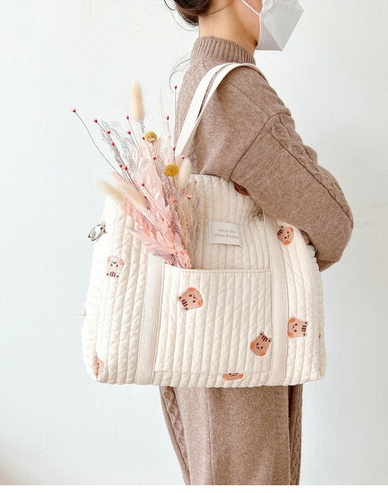 【10％OFF★5/1日～8日 23:59迄】マザーズバッグ ヌビバッグ 斜め掛け イブル 3way 軽量 大容量 トート ベビーカーバッグ ポケット付き キルitem-241231