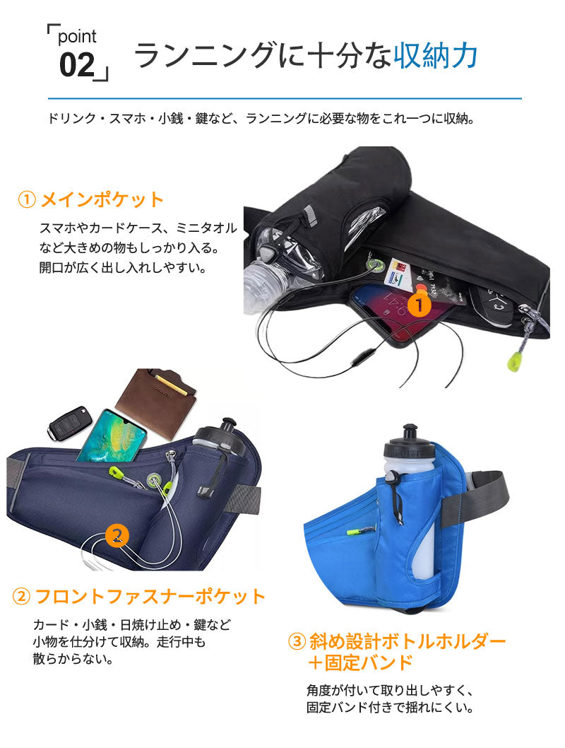 ランニングポーチ ウエストポーチ ランニングバッグ 軽快ランポーチ 揺れない 軽量 撥水 スマホ ボトル ペットボトル ウォーキング ジョギング マラソン ランニング スポーツ メンズ レディース ジョギングポーチ ボディバッグ