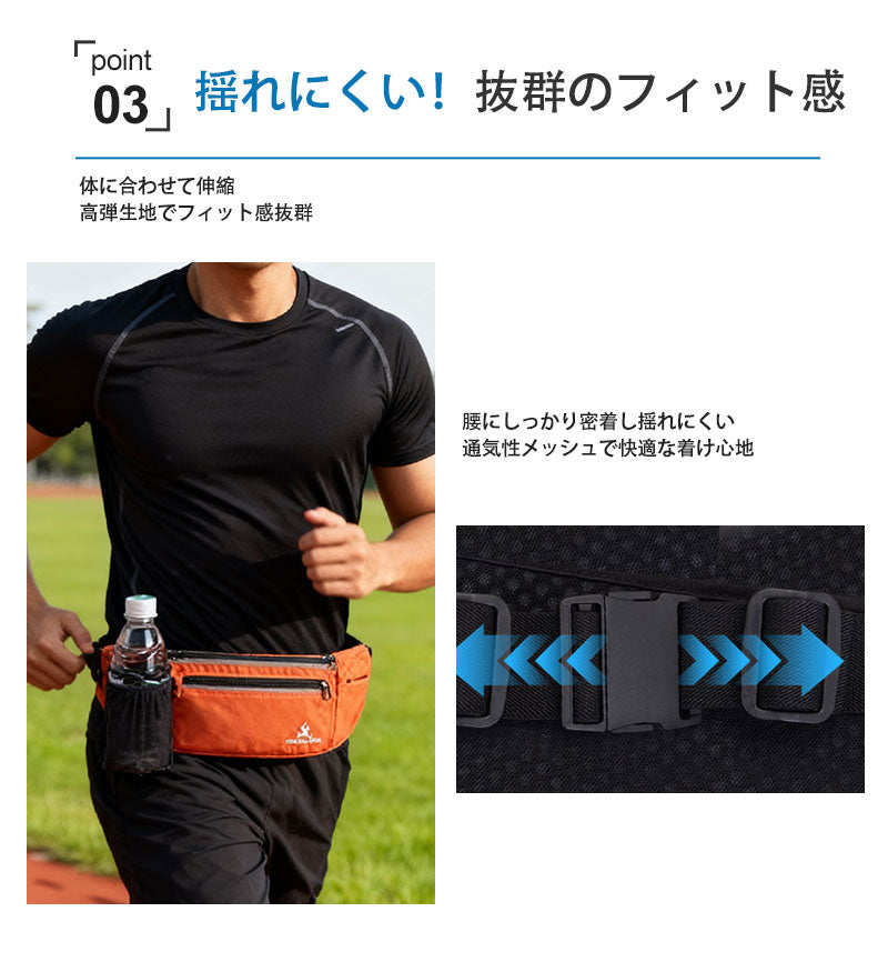 ランニングポーチ 軽量 ウエストポーチ 揺れない ジョギング マラソン 斜め掛け ボトルポーチ 給水ボトル フィットモデル スマートフォン収納 メンズ レディース iPhone リフレクター スポーツ ウエストバック アウトドア ランニングバッグ