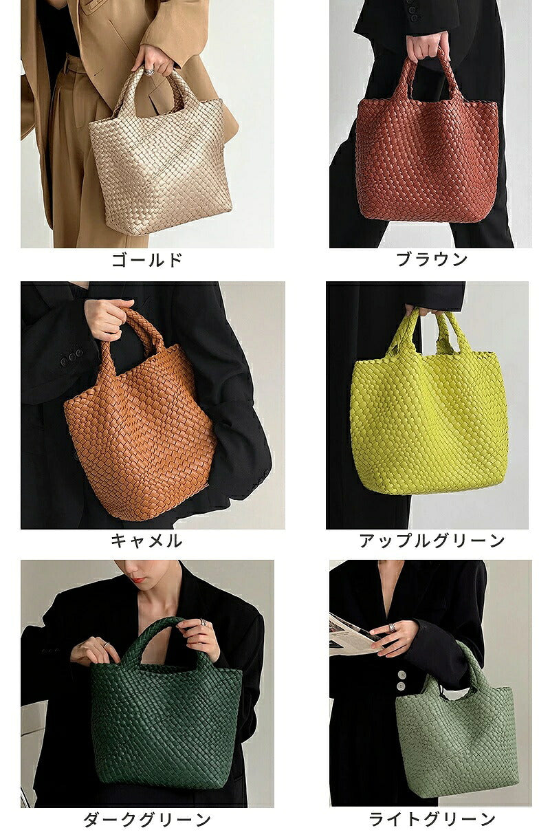編み込みトートバッグ バッグ トートバッグ レディース PUレザー マチ広 メッシュトートバッグ メッシュトート トートバック イントレチャート 編みバッグ 編みこみ メッシュ編み ハンドメイド 春 夏