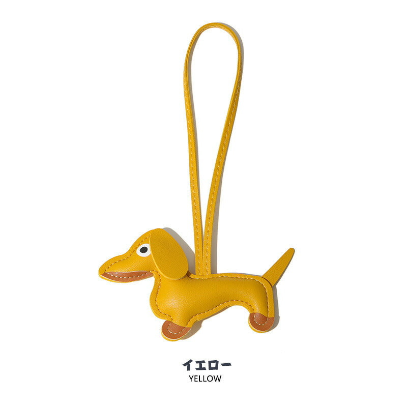 バッグチャーム ダックスフンド 犬 バッグ チャーム レザー 皮 バッグチャーム キーホルダー バックチャーム 小物 おしゃれ かわいい 可愛い 大人可愛い レbag-pj-003-1