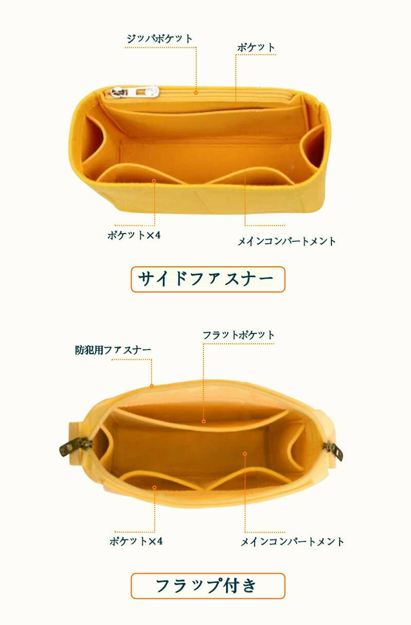 バックインバック ゴヤール goyard  ゴヤール用 インナーバッグ おしゃれ ブランド オシャレ キューブバッグ レディース バッグ オーガナイザー 小さめ 軽量 フェルト シンプル 自立 大容量 洗える ポケット付き 仕切り ファスナー