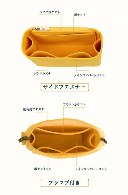 バックインバック ゴヤール goyard  ゴヤール用 インナーバッグ おしゃれ ブランド オシャレ キューブバッグ レディース バッグ オーガナイザー 小さめ 軽量 フェルト シンプル 自立 大容量 洗える ポケット付き 仕切り ファスナー