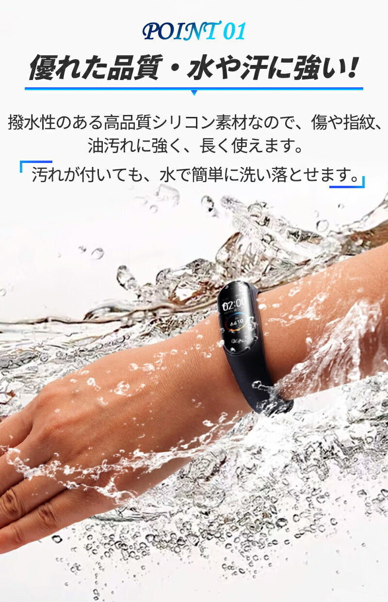 【保護フィルム2枚付き】 miband9 miband8 miband7 miband6 miband5/4/3 xiaomi シャオミ スマートバンド シャオband-001