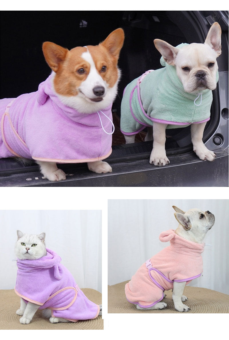 バスローブ ペット用 犬用バスタオル 超吸水 着れるバスタオル 犬 猫用 可愛い耳付き 猫用タオル 調整可能 猫 体拭き タオル お風呂上がり 水泳 速乾 体拭き用タオル 小中大型犬 柔らかい ふわふわ 暖かい XS S M L XL 5色