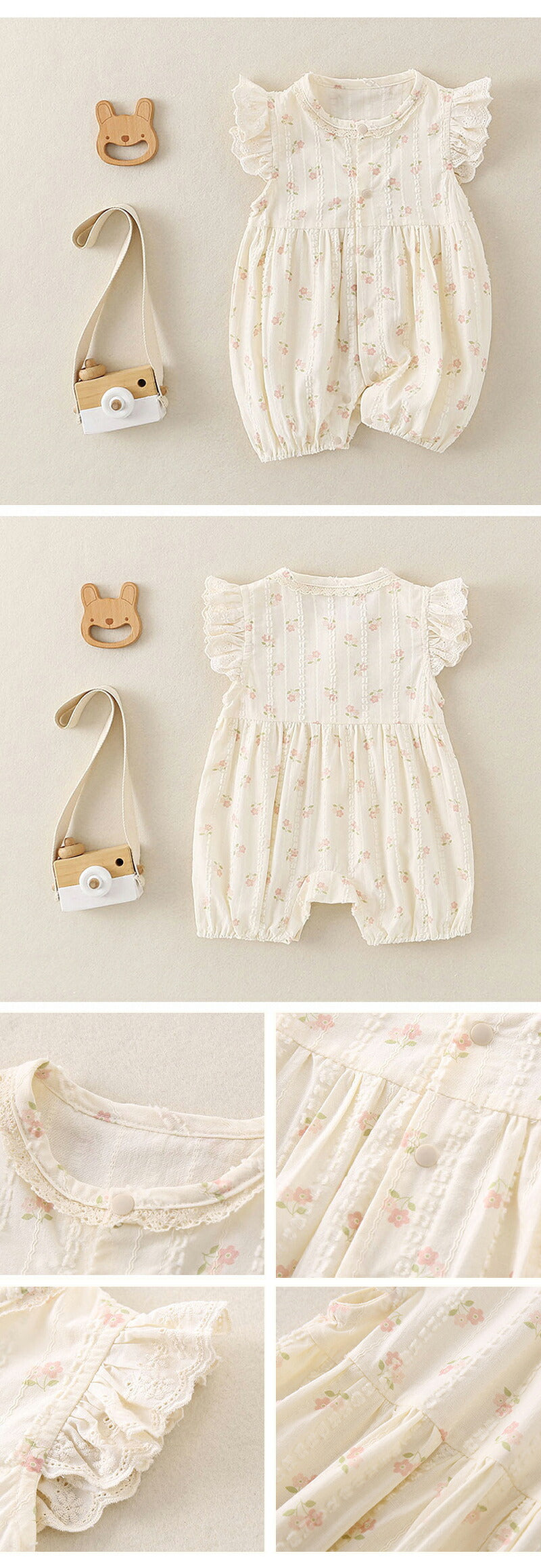 ロンパース 女の子 半袖 新生児 夏 ベビー服 セレモニードレス 70 80 前開き カバーオール コットン 赤ちゃん かわいい 子供服 男の子 おしゃれ 60 キッズ 春 秋 出産祝い 外出着