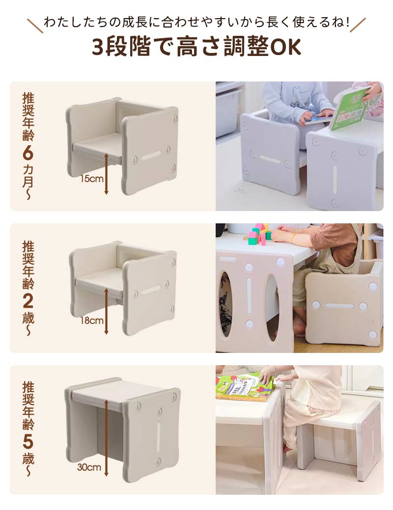 デスク 机 セット 子供 テーブル リビング学習 キッズ 高さ調整 学習机 幼児 1歳 2歳 3歳 4歳 5歳 5way キッズチェア デスクセット 勉強机 キbbtable-1002