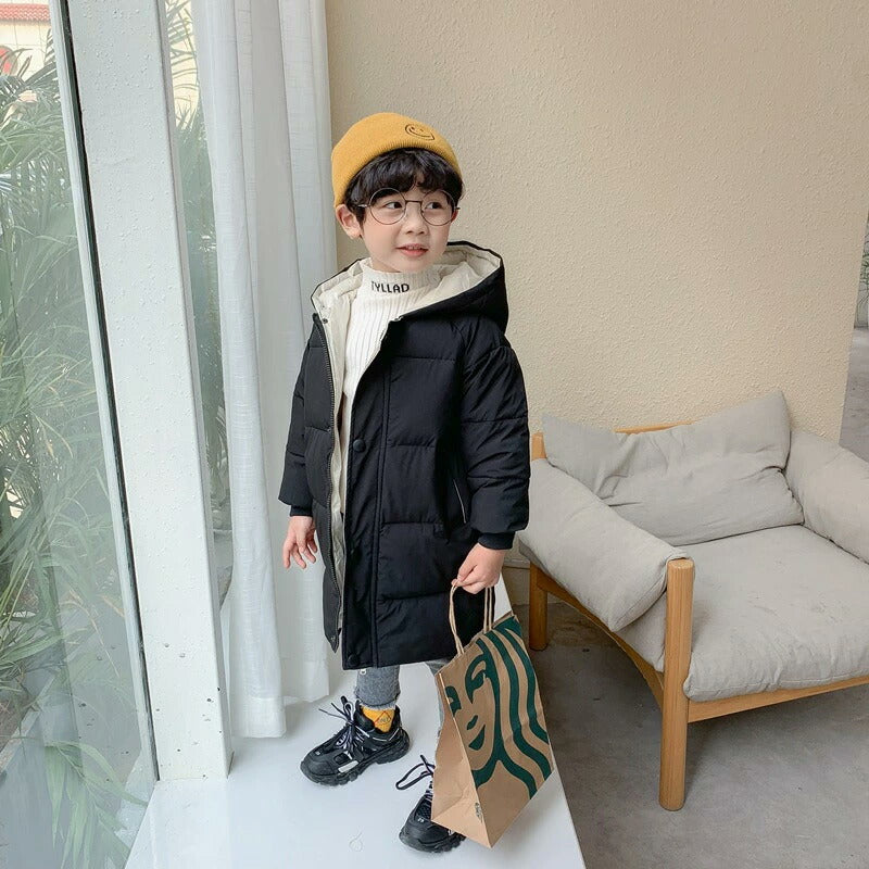 キッズ アウター ダウンコート ダウンジャケット ロング丈 フード付き 女の子 男の子 中綿 厚手 防寒 撥水 防風 可愛い 軽い 暖かい ジュニア コート ジbbyf-hd