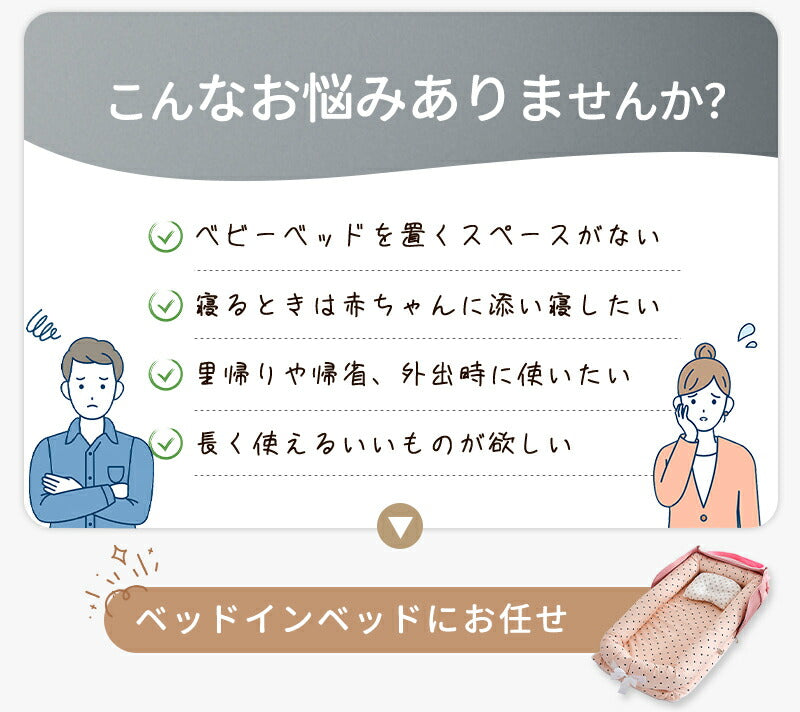 ベッドインベッド 折りたたみ式 ベビーベッド 寝返り防止 ベッドイン 折りたたみ 添い寝 クッション 新生児 赤ちゃん 乳幼児 ベビー 洗濯可能 持ち運び 転落bedinbed-002