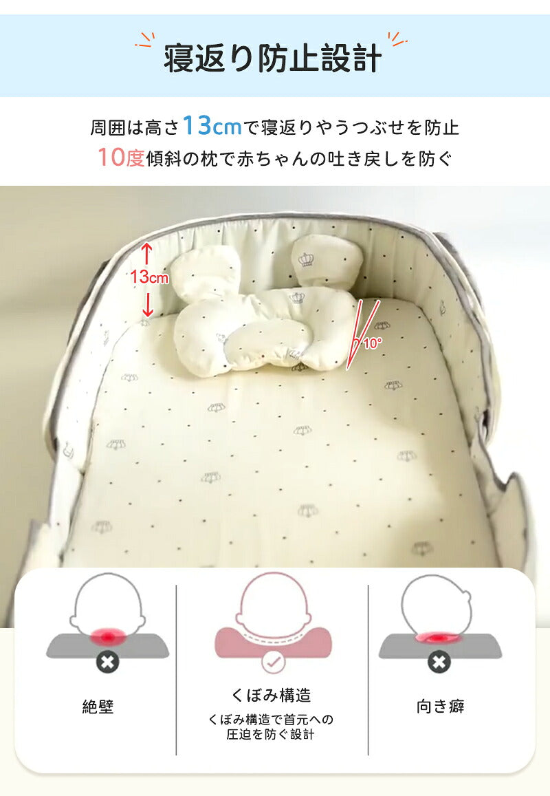 ベビーベッド 赤ちゃん ベッドインベッド ベビー コンパクト 折りたたみ 転落防止 新生児 持ち運び 添い寝 軽量 洗濯可能 寝返り防止 折りたたみ式 布団 ベッドイン 寝返り防止クッション 折りたたみ式 添い寝 ベッド 長く使える 出産祝い ギフト 女の子 男の子 可愛い