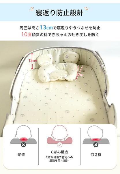 ベビーベッド 赤ちゃん ベッドインベッド ベビー コンパクト 折りたたみ 転落防止 新生児 持ち運び 添い寝 軽量 洗濯可能 寝返り防止 折りたたみ式 布団 ベッドイン 寝返り防止クッション 折りたたみ式 添い寝 ベッド 長く使える 出産祝い ギフト 女の子 男の子 可愛い