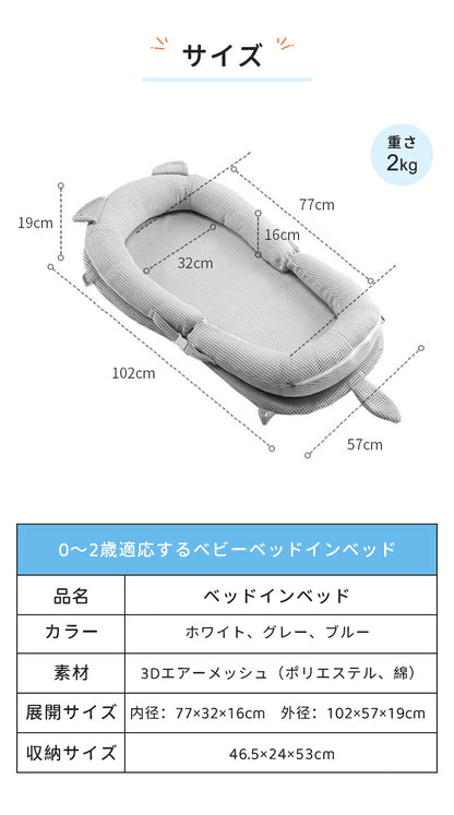 ベビーベッド 赤ちゃん ベッドインベッド ベビー コンパクト 折りたたみ 転落防止 新生児 持ち運び 添い寝 軽量 洗濯可能 寝返り防止 折りたたみ式 布団 ベッドイン 寝返り防止クッション 折りたたみ式 添い寝 ベッド 長く使える 出産祝い ギフト 女の子 男の子 可愛い