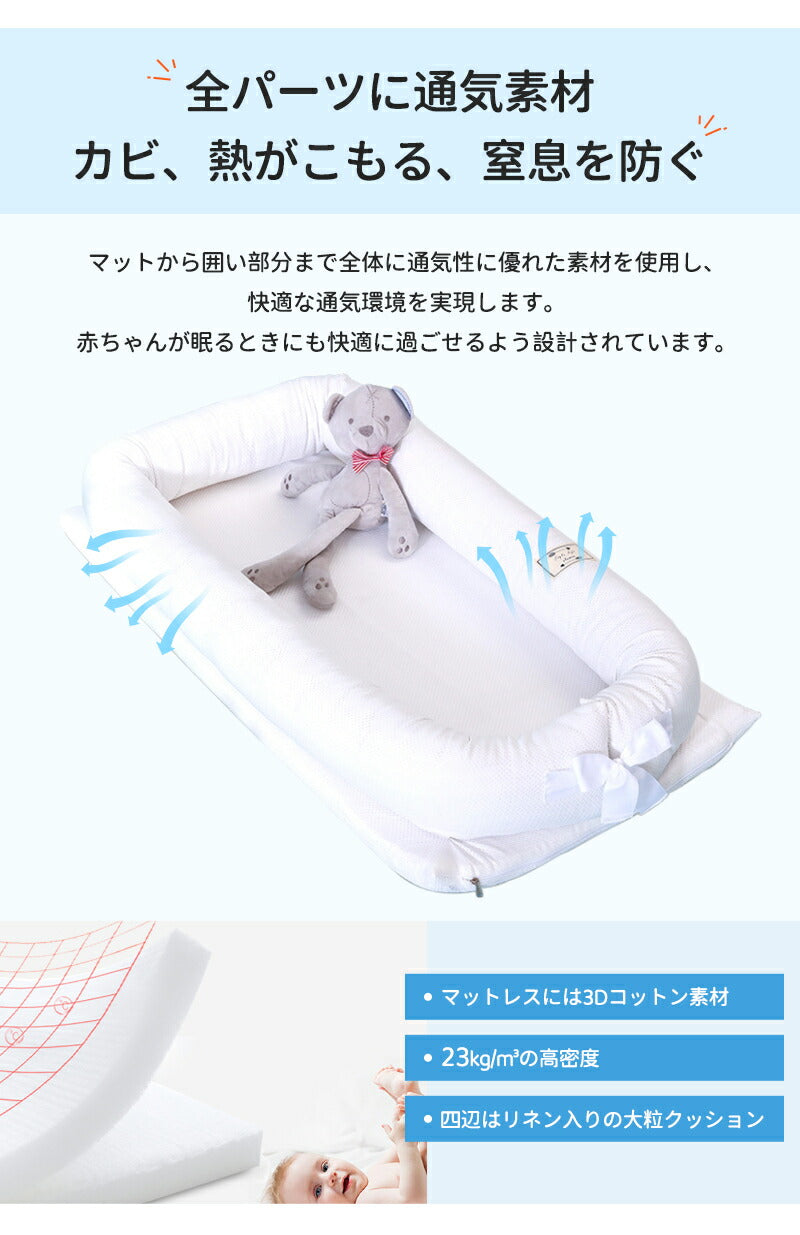 ベビーベッド 赤ちゃん ベッドインベッド ベビー コンパクト 転落防止 新生児 持ち運び 添い寝 軽量 洗濯可能 寝返り防止 布団 ベッドイン 寝返り防止クッション 添い寝 ベッド 長く使える 出産祝い ギフト 女の子 男の子 可愛い