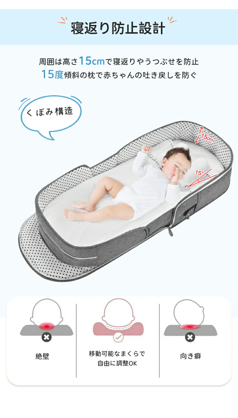 ベビーベッド 赤ちゃん ベッドインベッド ベビー コンパクト 折りたたみ 転落防止 新生児 持ち運び 添い寝 軽量 洗濯可能 寝返り防止 折りたたみ式 布団 ベッドイン 寝返り防止クッション 折りたたみ式 添い寝 ベッド 長く使える 出産祝い ギフト 女の子 男の子 可愛い