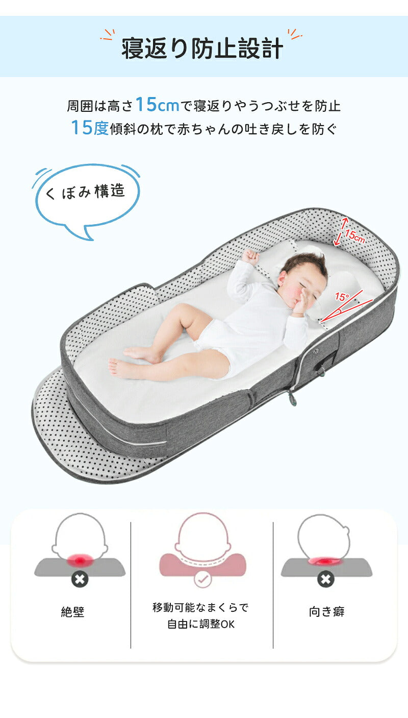 ベビーベッド 赤ちゃん ベッドインベッド ベビー コンパクト 折りたたみ 転落防止 新生児 持ち運び 添い寝 軽量 洗濯可能 寝返り防止 折りたたみ式 布団 ベッドイン 寝返り防止クッション 折りたたみ式 添い寝 ベッド 長く使える 出産祝い ギフト 女の子 男の子 可愛い