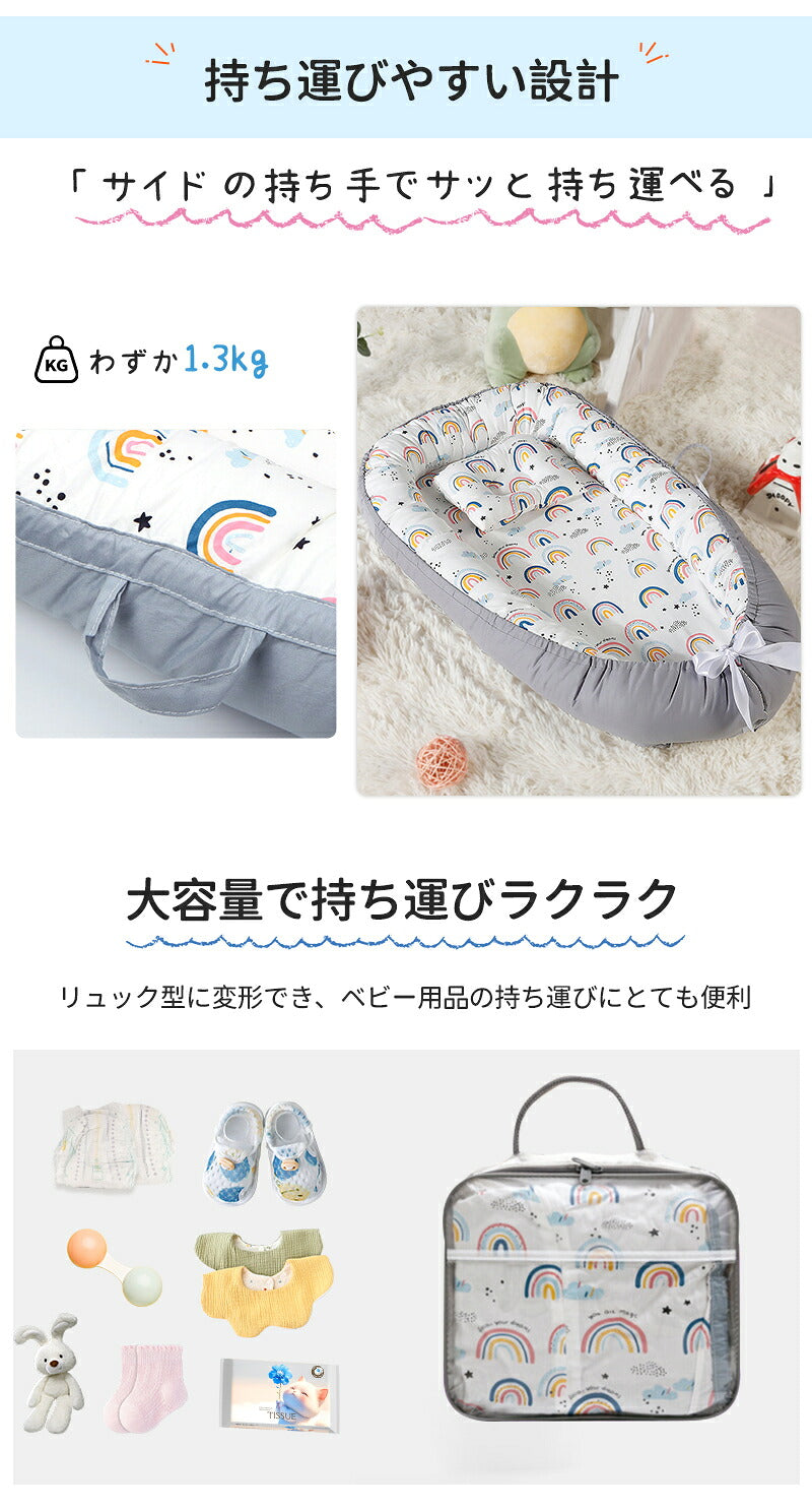 ベビーベッド 赤ちゃん ベッドインベッド ベビー コンパクト 転落防止 新生児 持ち運び 添い寝 軽量 洗濯可能 寝返り防止 布団 ベッドイン 寝返り防止クッション 添い寝 ベッド 長く使える 出産祝い ギフト 女の子 男の子 可愛い