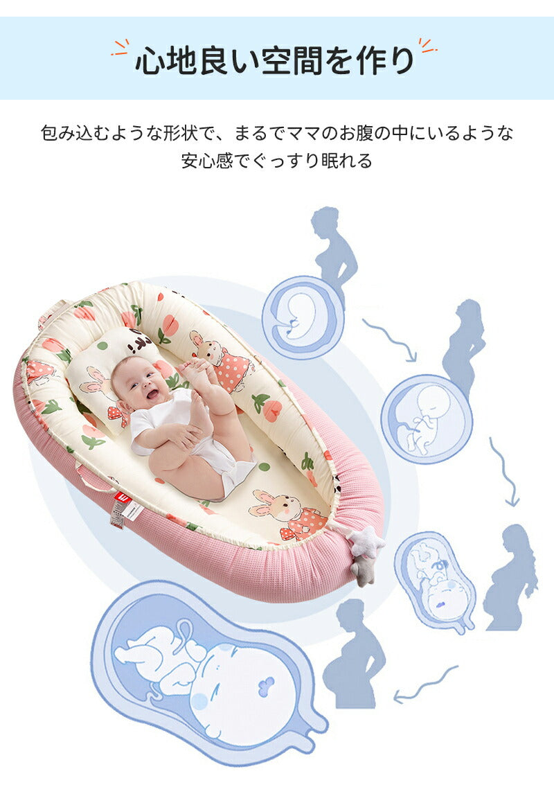 ベビーベッド 赤ちゃん ベッドインベッド ベビー コンパクト 転落防止 新生児 持ち運び 添い寝 軽量 洗濯可能 寝返り防止 布団 ベッドイン 寝返り防止クッション 添い寝 ベッド 長く使える 出産祝い ギフト 女の子 男の子 可愛い