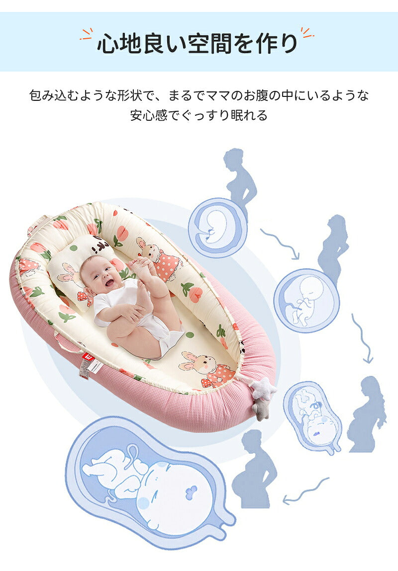 ベビーベッド 赤ちゃん ベッドインベッド ベビー コンパクト 転落防止 新生児 持ち運び 添い寝 軽量 洗濯可能 寝返り防止 布団 ベッドイン 寝返り防止クッション 添い寝 ベッド 長く使える 出産祝い ギフト 女の子 男の子 可愛い