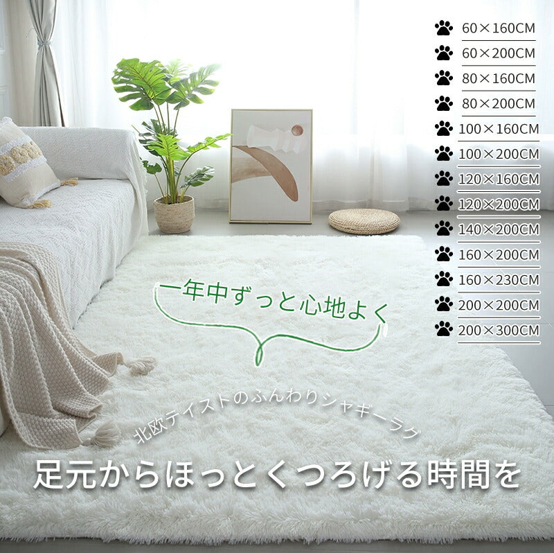 シャギーラグ ラグマット 北欧 ラグカーペット オールシーズン シャギー 120×160 160×200 200×200 200×300 絨毯 長毛 滑り止め ホットカーペット 冬用 夏用 秋冬 1.5畳 2畳 3畳 ふわふわ 床暖房 洗える 滑り止め付 ラグカーペット おしゃれ 厚手 こたつ 防音 抗菌防臭