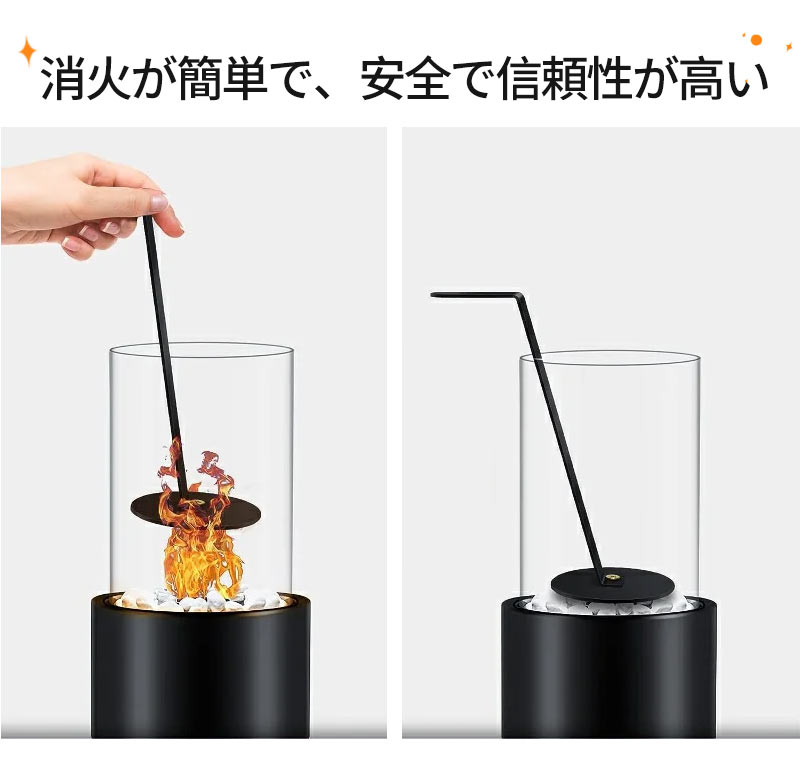 卓上暖炉 バイオエタノール暖炉 円形 煙突不要 防風ガラスカバー付き 卓上用火鉢ポット 無煙 無臭  ポータブル 卓上エタノール暖炉 本物の炎 屋内外 アウトドbld-001-hd