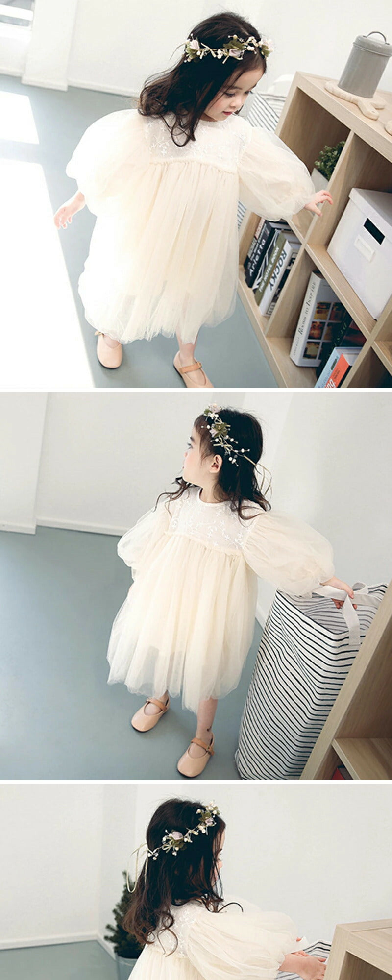 【送料無料】ベビー ワンピース 長袖 80 結婚式 フォーマル チュール ベビー服 女の子 ベビードレス 90 100 キッズ 赤ちゃん レースドレス ホワイト ふんわり チュチュ お宮参り 人気 刺繍 膝丈 チュール フレア お出かけ おしゃれ チュールワンピース
