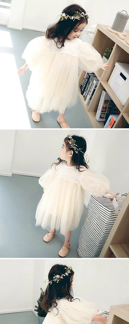 【送料無料】ベビー ワンピース 長袖 80 結婚式 フォーマル チュール ベビー服 女の子 ベビードレス 90 100 キッズ 赤ちゃん レースドレス ホワイト ふんわり チュチュ お宮参り 人気 刺繍 膝丈 チュール フレア お出かけ おしゃれ チュールワンピース