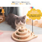 猫 おもちゃ ボール タワー 木製 回転 猫じゃらし ねこじゃらし 遊ぶ 一人遊び 運動不足解消 ストレス解消  転がる 猫耳 ねこ かわいい 知育 暇つぶし 玩具 留守番 ペット 猫用品 キャットボール　キャット グッズ ボール回転盤 木製 竹製 回転式 自動 子猫 2段  3段