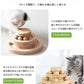 猫 おもちゃ ボール タワー 木製 回転 猫じゃらし ねこじゃらし 遊ぶ 一人遊び 運動不足解消 ストレス解消  転がる 猫耳 ねこ かわいい 知育 暇つぶし 玩具 留守番 ペット 猫用品 キャットボール　キャット グッズ ボール回転盤 木製 竹製 回転式 自動 子猫 2段  3段