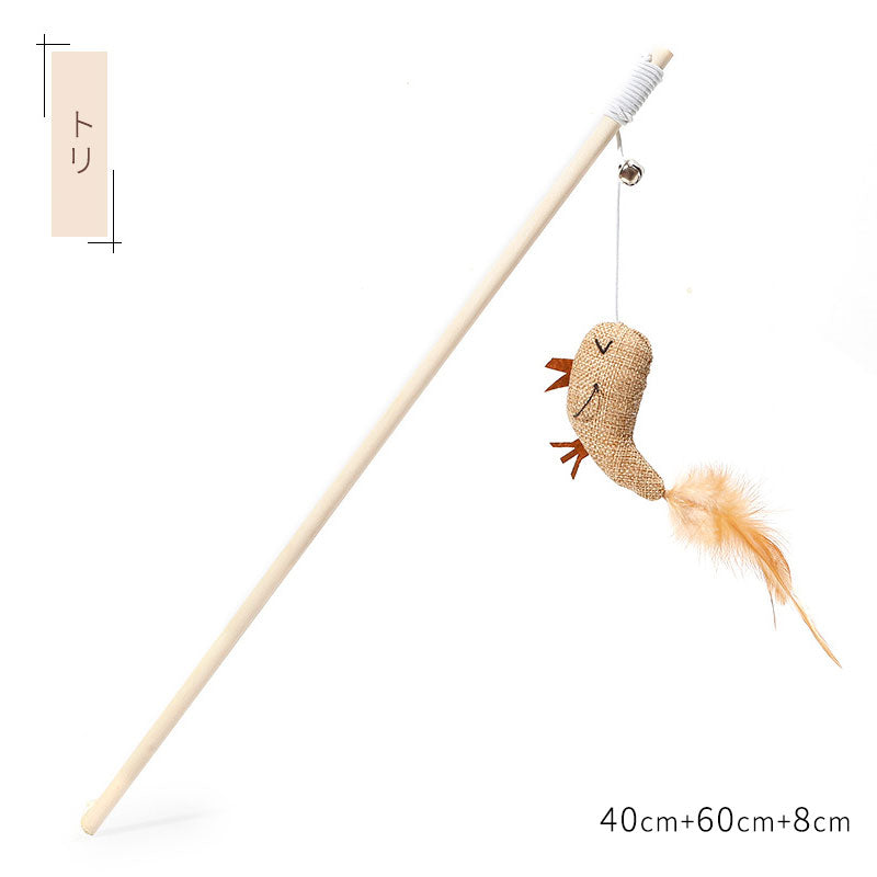 猫おもちゃ 猫用おもちゃ 猫のおもちゃ キャットトイ   棒付きおもちゃ 猫じゃらし  いえねこ イエネコ キャンディロッド 全年齢 木製 鼠 鳥 ボール 魚cattoy-001