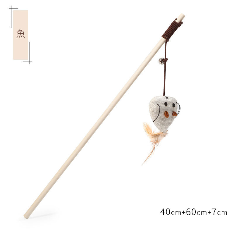 猫おもちゃ 猫用おもちゃ 猫のおもちゃ キャットトイ   棒付きおもちゃ 猫じゃらし  いえねこ イエネコ キャンディロッド 全年齢 木製 鼠 鳥 ボール 魚cattoy-001