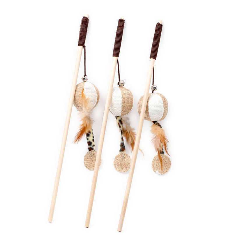 猫おもちゃ 猫用おもちゃ 猫のおもちゃ キャットトイ   棒付きおもちゃ 猫じゃらし  いえねこ イエネコ キャンディロッド 全年齢 木製 鼠 鳥 ボール 魚cattoy-001