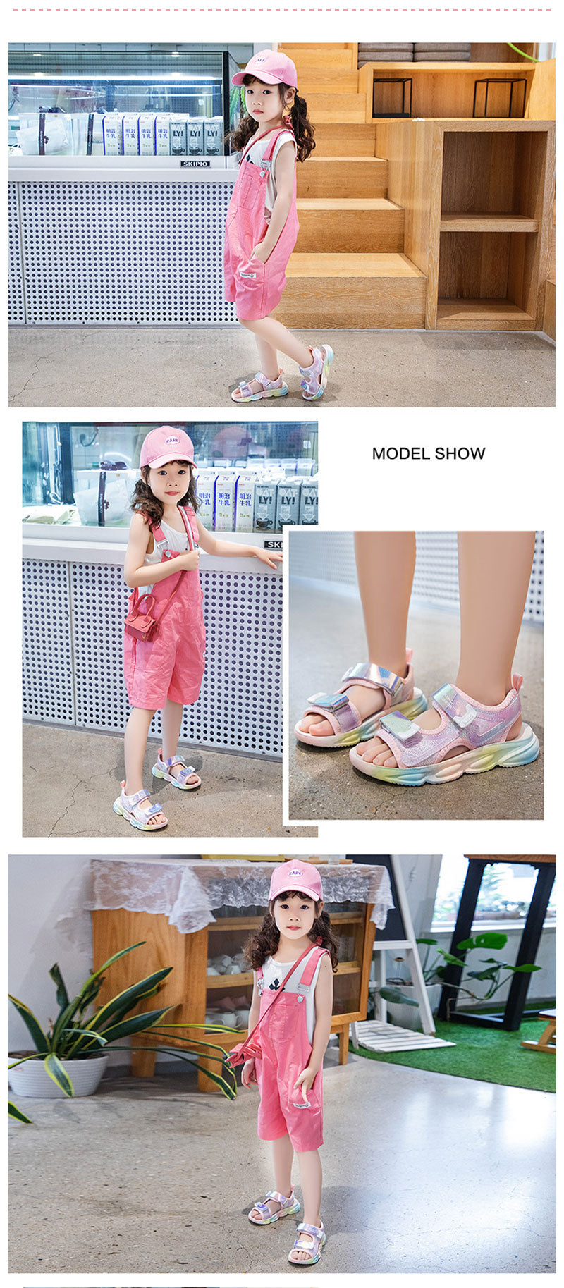 【可愛らしいグラデカラー】サンダル  キッズ スポーツサンダル 女の子 ガールズ 韓国風 キッズ ジュニア 子供 子ども 子ども靴 スポサン 軽量 かわいい おしゃれ トレンド グラデーション グリッター アウトドア 海 プール 夏