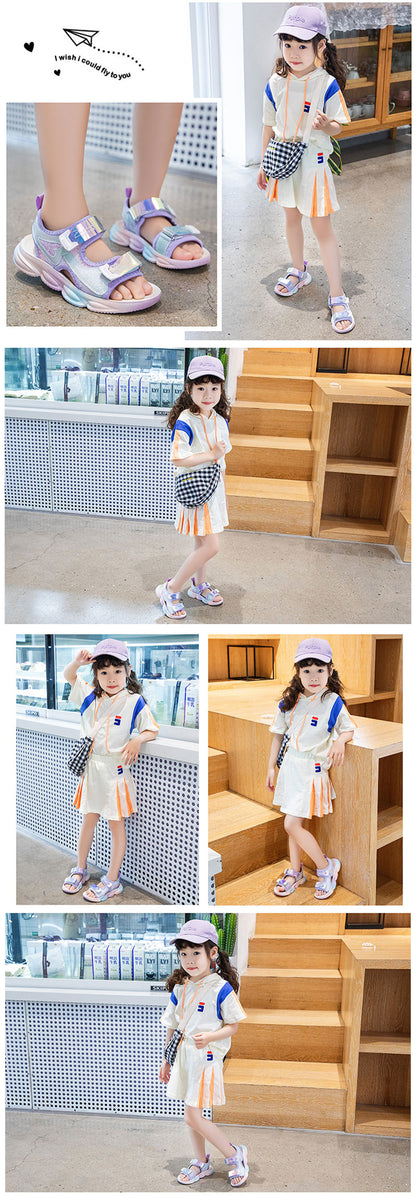 【可愛らしいグラデカラー】サンダル  キッズ スポーツサンダル 女の子 ガールズ 韓国風 キッズ ジュニア 子供 子ども 子ども靴 スポサン 軽量 かわいい おしゃれ トレンド グラデーション グリッター アウトドア 海 プール 夏