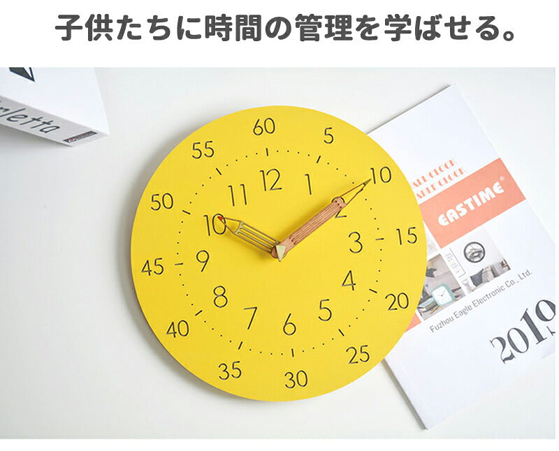 壁掛け時計 知育時計 子供部屋 キッズ 掛け時計 ウォールクロック おしゃれ 静音 シンプル 木製 非電波 静か 連続秒針 時間管理  見やすい クロック ビング 大文字  学習 インテリア 万能デザイン 知育 壁掛け こども リ
