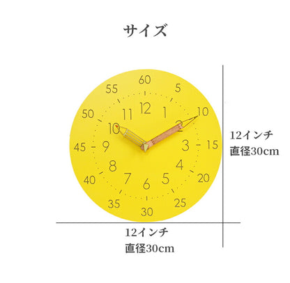 壁掛け時計 知育時計 子供部屋 キッズ 掛け時計 ウォールクロック おしゃれ 静音 シンプル 木製 非電波 静か 連続秒針 時間管理  見やすい クロック ビング 大文字  学習 インテリア 万能デザイン 知育 壁掛け こども リ
