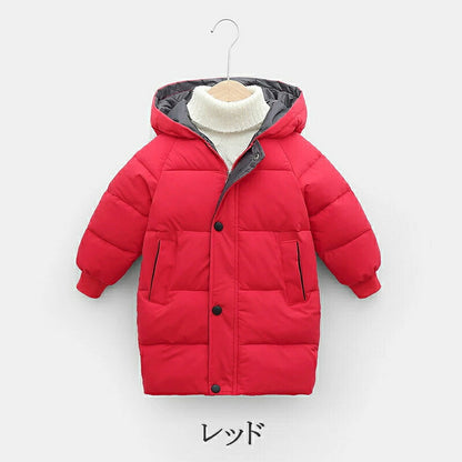 ダウンコート キッズ アウター ダウンジャケット ロング丈 フード付き 女の子 男の子 中綿 送料無料 厚手 防寒 撥水 防風 可愛い 軽い ジュニア コート ジャケット 子供服 シンプル ロングコート 冬 洗える 110~150cm トップス 無地 子供