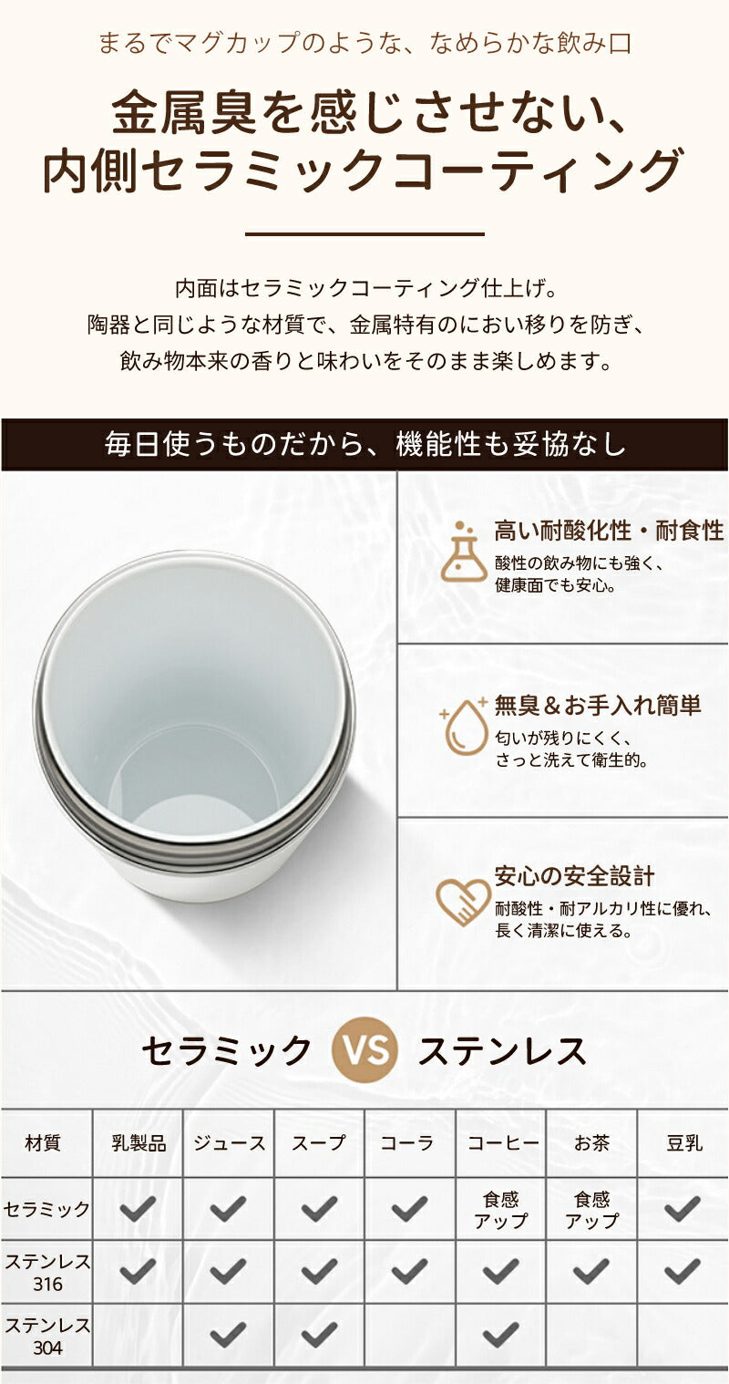 ＼クーポンで2,490円／セラミックタンブラー　タンブラー 500ML 保冷・保温　二重構造 保温携帯コーヒーカップ おしゃれ 溢れにくい 魔法瓶 保冷 耐熱 cup_01