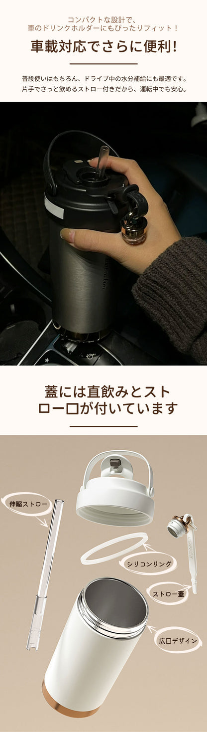 タンブラー セラミック タンブラー500ML 二重構造 保温携帯コーヒーカップ コーヒー おしゃれ 溢れにくい 魔法瓶 保冷 耐熱 蓋付き 直接ドリップ ブラック 3Way 真空断熱トラベルカップ 軽量 持ち運び