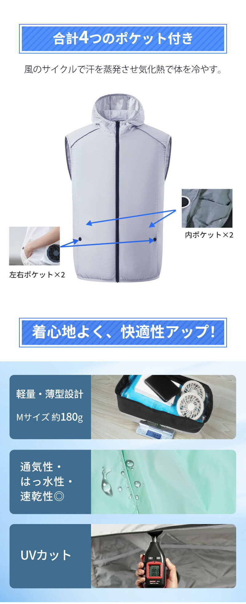 空調ウェア 冷却服 男女兼用 大きいサイズ ベスト バッテリー付き 送風ベスト ジレ スポーツ 大風量 薄型 メンズ レディース 夏 ゴルフ アウトドア 熱中症対策 UVカット 通気性 釣り 冷却 涼しい 空調ウエア USB 空調ベスト 軽量 S-5XL