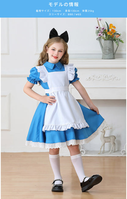 メイド服 子供 コスプレ 4点セット レディース ハロウィン メイド ロリータ 女の子 ハロウィンコスプレ キッズ ワンピース コスチューム 可愛い お姫様 大人 仮装 コスプレ衣装 かわいい ハロウィーン パーティー イベント 演出服