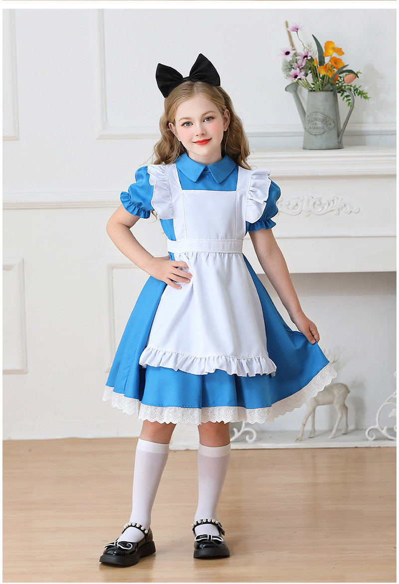メイド服 子供 コスプレ 4点セット レディース ハロウィン メイド ロリータ 女の子 ハロウィンコスプレ キッズ ワンピース コスチューム 可愛い お姫様 大人 仮装 コスプレ衣装 かわいい ハロウィーン パーティー イベント 演出服