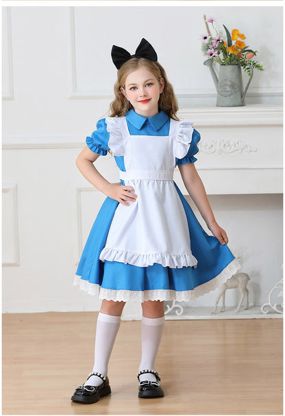 メイド服 子供 コスプレ 4点セット レディース ハロウィン メイド ロリータ 女の子 ハロウィンコスプレ キッズ ワンピース コスチューム 可愛い お姫様 大人 仮装 コスプレ衣装 かわいい ハロウィーン パーティー イベント 演出服