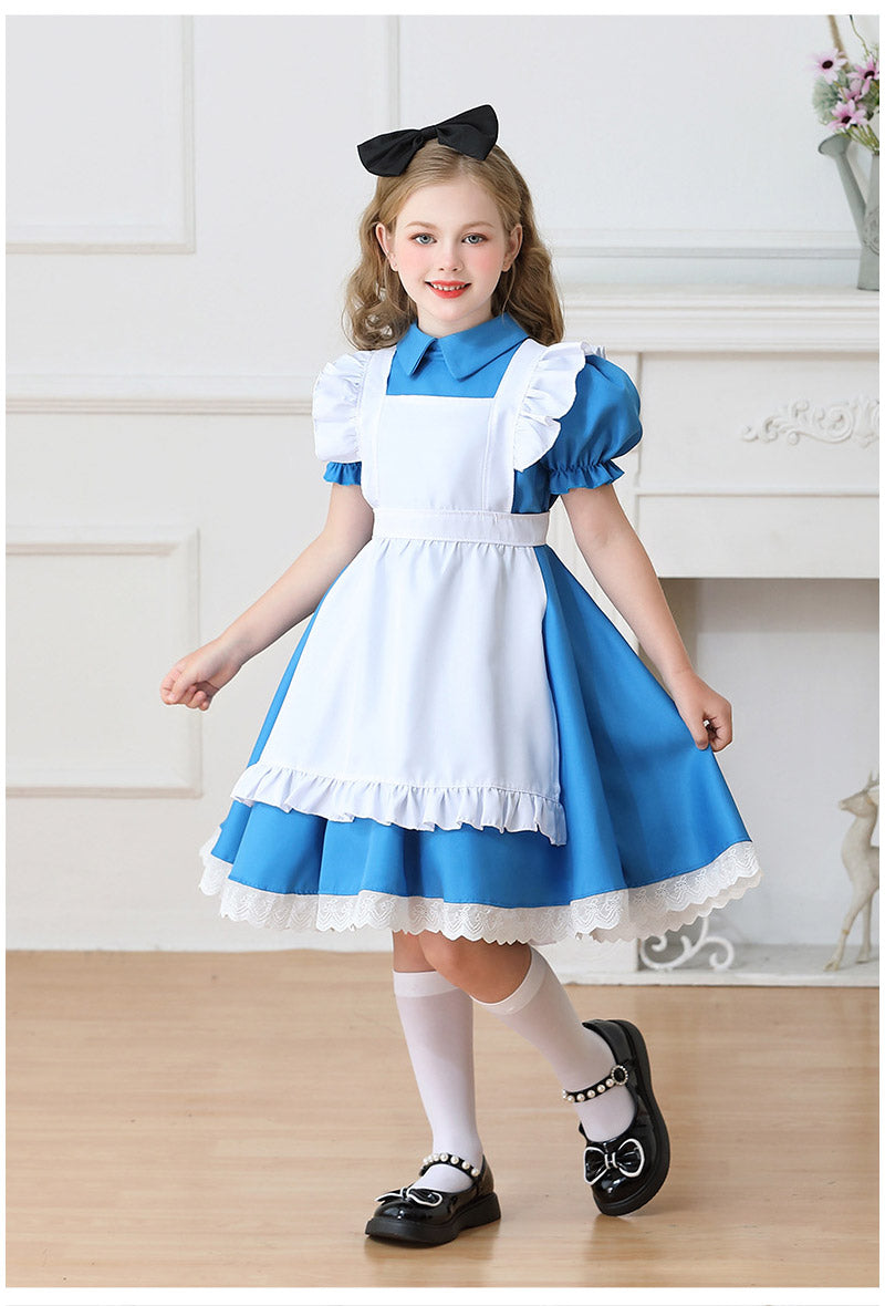 メイド服 子供 コスプレ 4点セット レディース ハロウィン メイド ロリータ 女の子 ハロウィンコスプレ キッズ ワンピース コスチューム 可愛い お姫様 大人 仮装 コスプレ衣装 かわいい ハロウィーン パーティー イベント 演出服