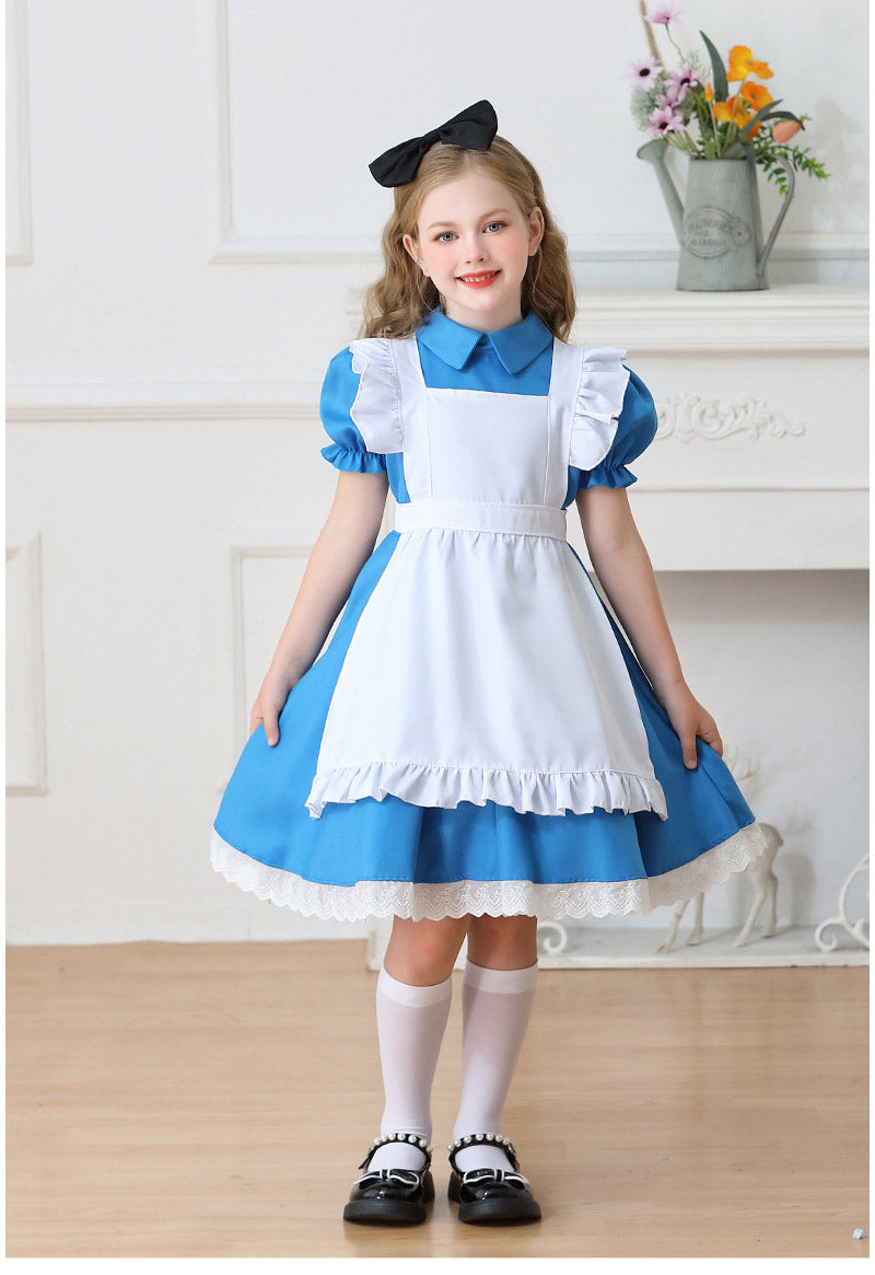 メイド服 子供 コスプレ 4点セット レディース ハロウィン メイド ロリータ 女の子 ハロウィンコスプレ キッズ ワンピース コスチューム 可愛い お姫様 大人 仮装 コスプレ衣装 かわいい ハロウィーン パーティー イベント 演出服
