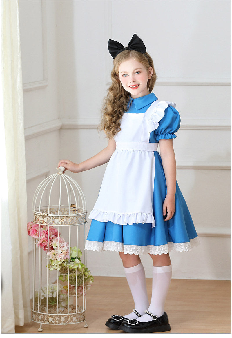 メイド服 子供 コスプレ 4点セット レディース ハロウィン メイド ロリータ 女の子 ハロウィンコスプレ キッズ ワンピース コスチューム 可愛い お姫様 大人 仮装 コスプレ衣装 かわいい ハロウィーン パーティー イベント 演出服
